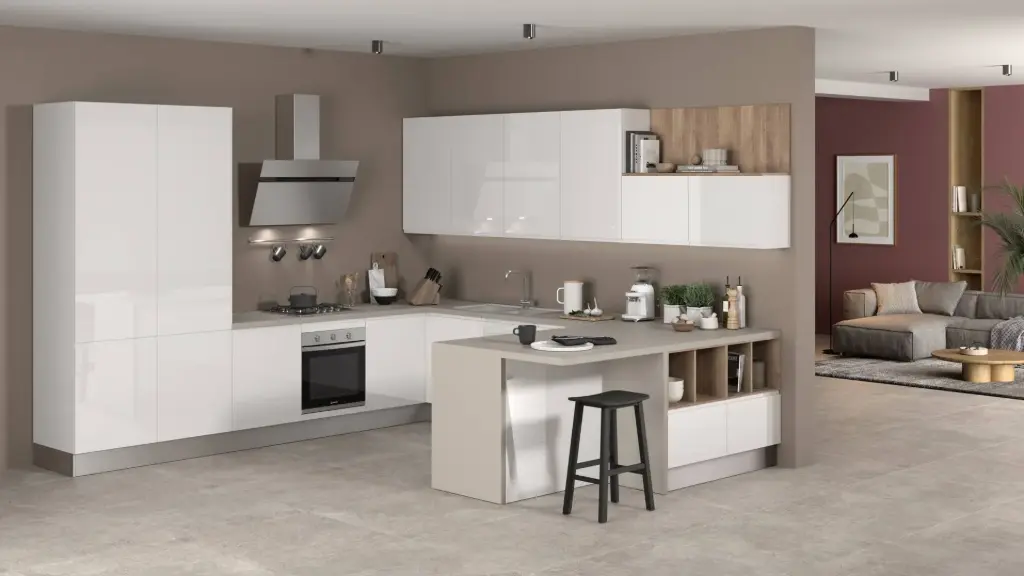 Alina — gloss white island kitchen