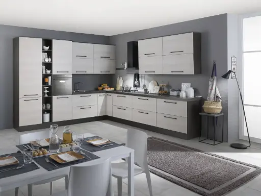 Urban — licht grenen L-keuken