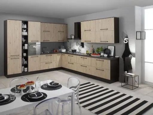 Urban — light oak L-shaped kitchen