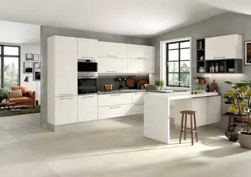 Urban — stucco wit U-keuken