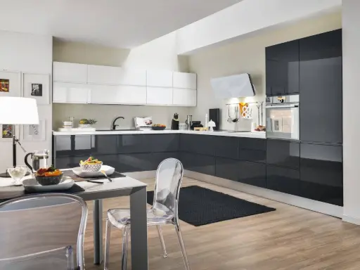 Alina — gloss grey L-shaped kitchen